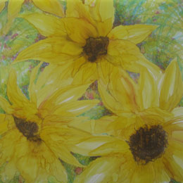 Silk Painting Wild Sunflowers